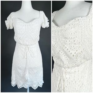 TJD eyelet embroidery cutout corset   Dress cotton silk blend  S